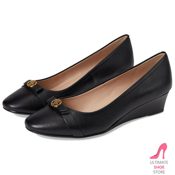Women's Malta Leather Wedge – Slip-On Comfort Sandals with Hardware Detail