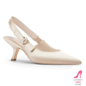 Women's Slingback Kitten Heel Pumps – Pointed Toe Knit Dress Shoes
