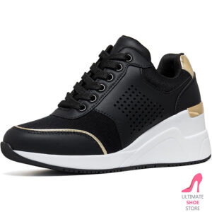 Women's Wedge Sneakers – Breathable Knit Platform Tennis Shoes with Arch Support